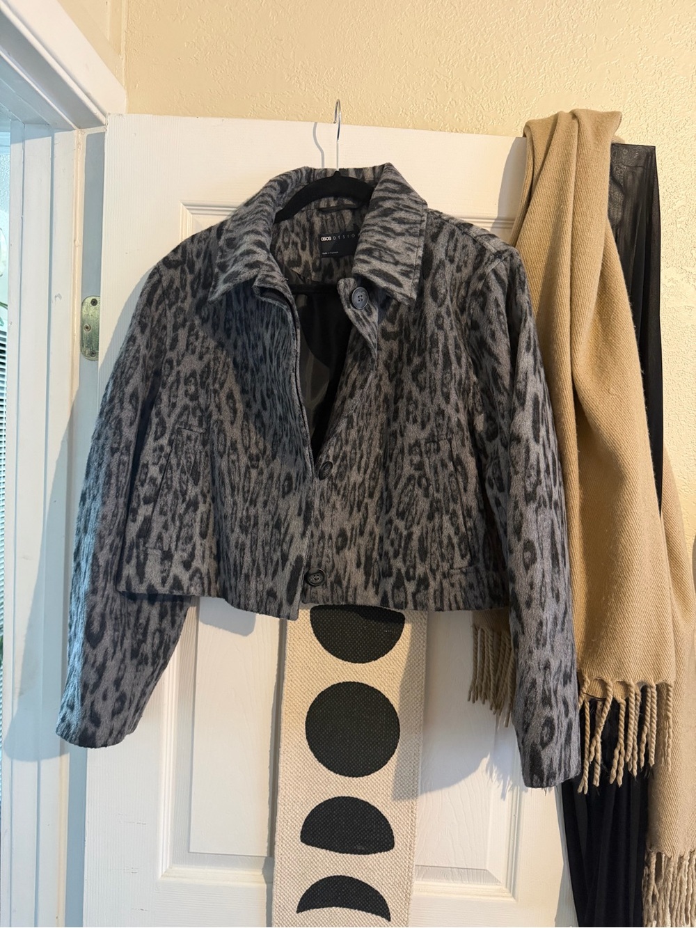 ASOS Grey Leopard Print Cropped Jacket